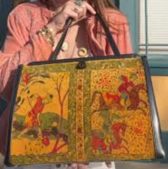 Native American Renaissance Bag Velour Tapestry Purse Vintage Accessory Purse - Picture 9 of 9